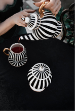 Load image into Gallery viewer, Black & White Striped Cup and Saucer
