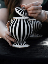Load image into Gallery viewer, Black & White Striped Sugar Jar
