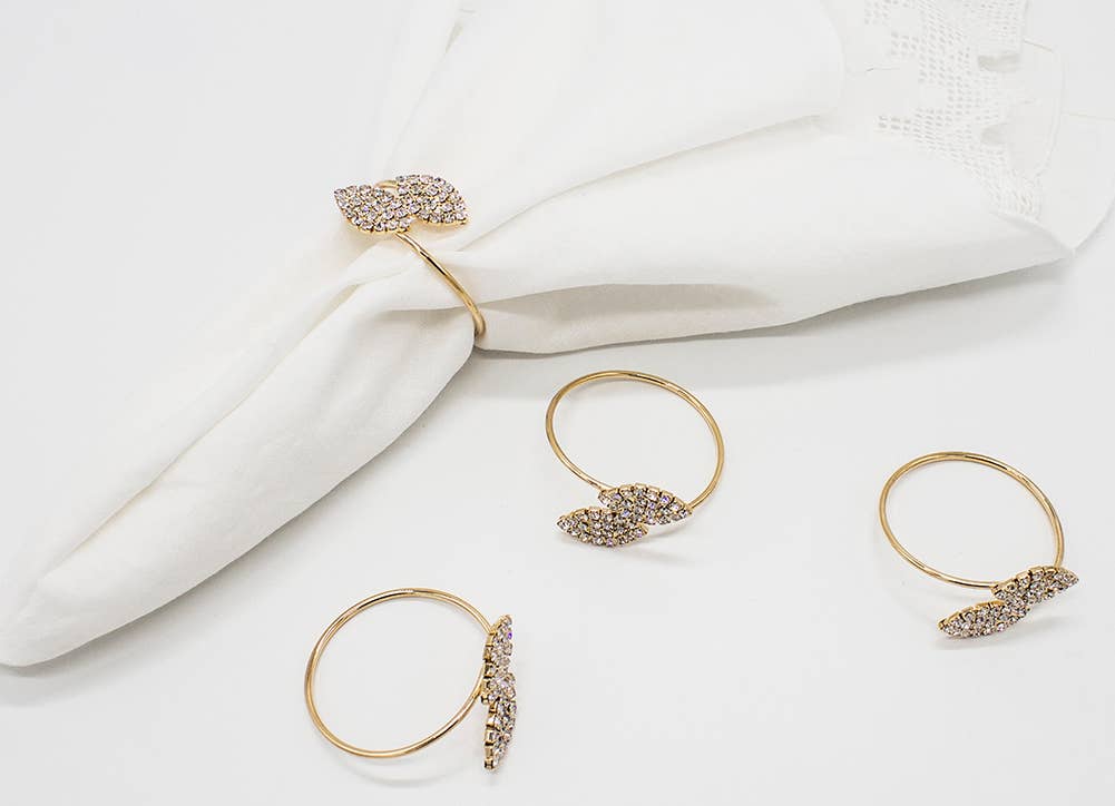 Rhinestone Leaf Napkin Ring
