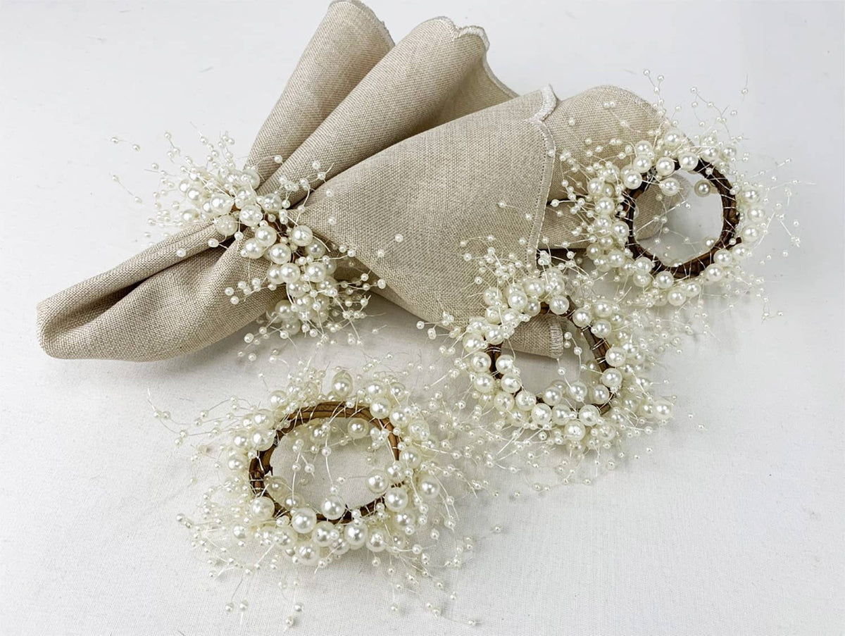 Faux Pearl Wreath Napkin Ring