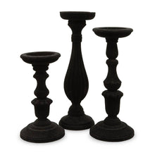 Load image into Gallery viewer, Faux Velvet Tiered Candle Holder Set - Black