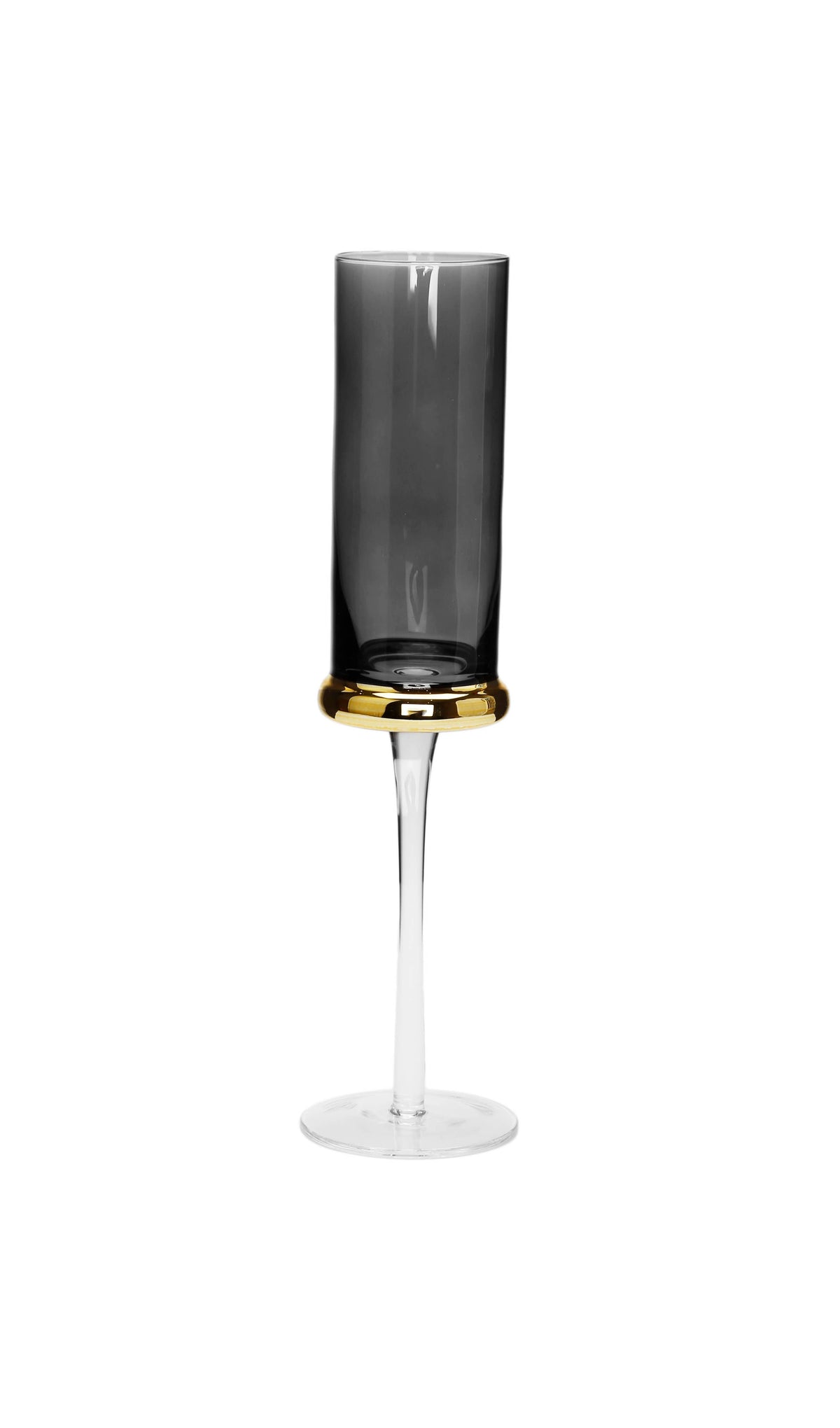 Tinted Black Fluted Champagne Glass, Set of 6