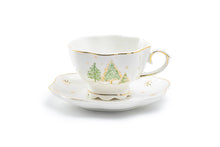 Load image into Gallery viewer, Winter Pine Trees Teacup and Saucer