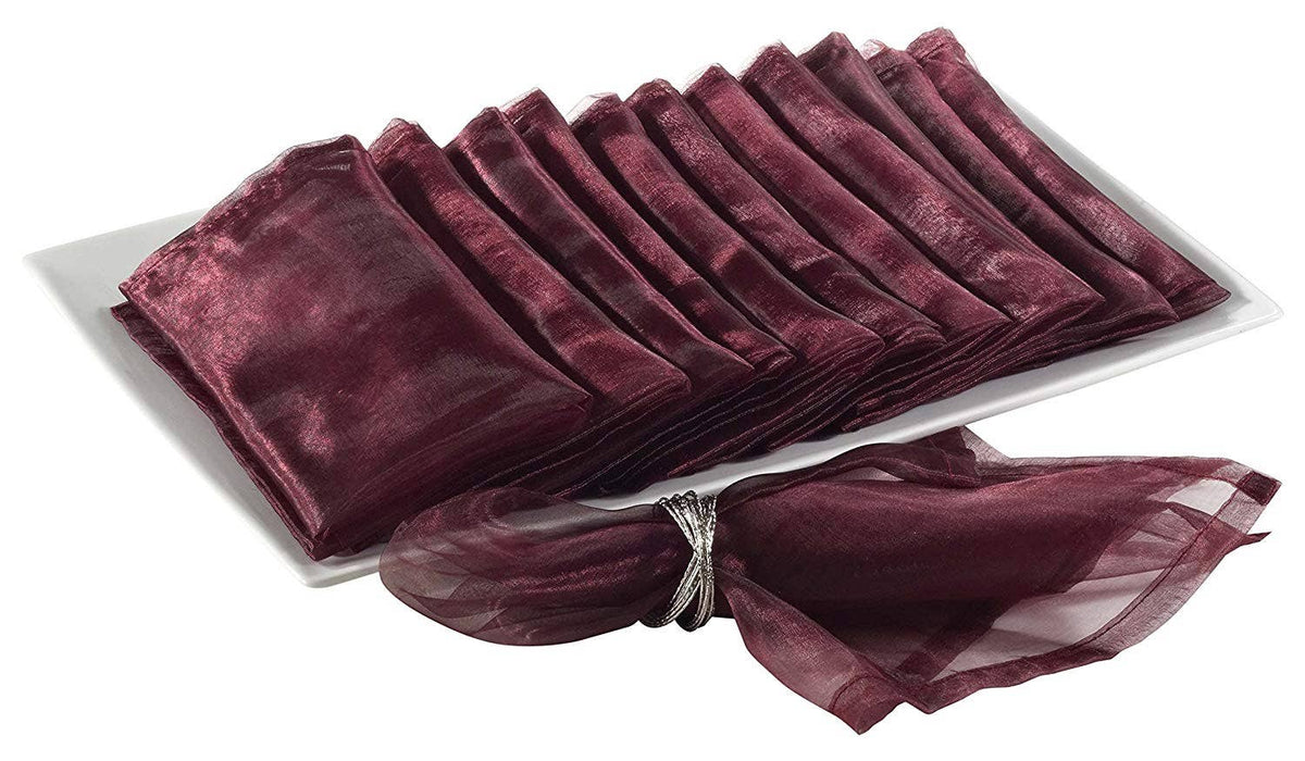 Sheer Organza 20" Dinner Napkin: 6 in Burgundy