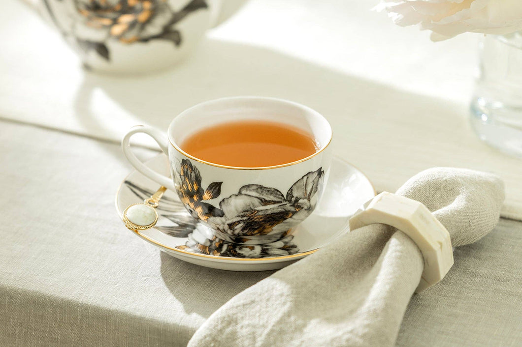 Peony Fine Porcelain Tea Cup and Saucer