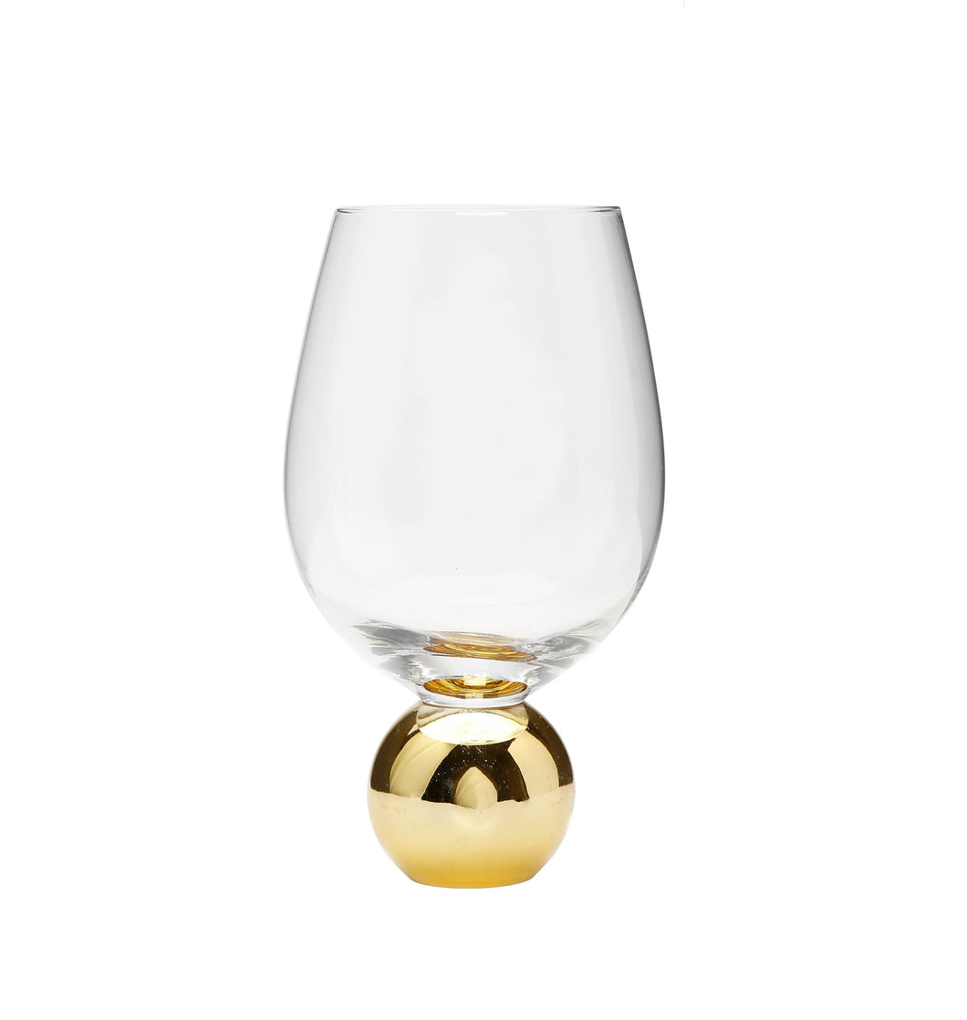 Wine Glass on Gold Round Pedestal, set of 6