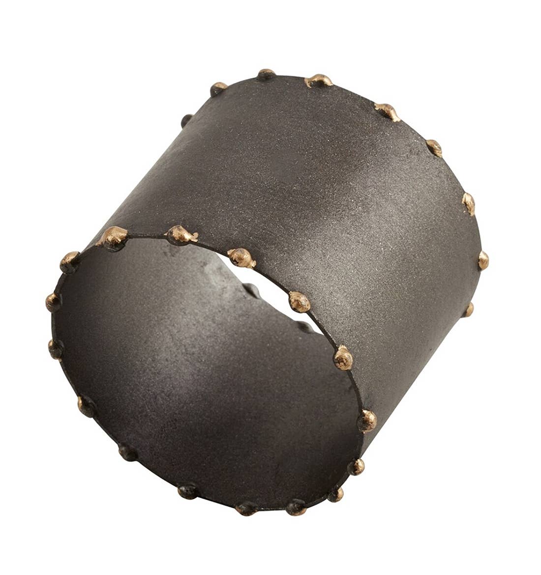 Graphite Dotted Rim Metal Napkin Ring