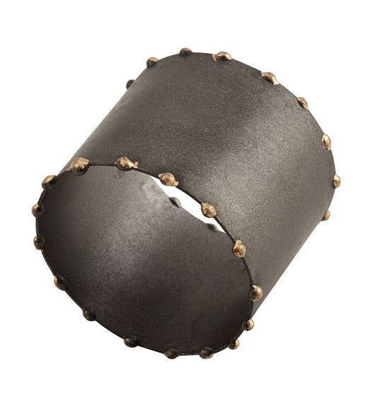 Graphite Dotted Rim Metal Napkin Ring