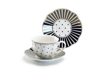 Load image into Gallery viewer, Josephine Stripes and Dots Fine Porcelain Cup and Saucer Sets
