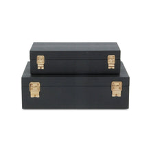 Load image into Gallery viewer, Obsidian Box Duo - Black Faux Snakeskin
