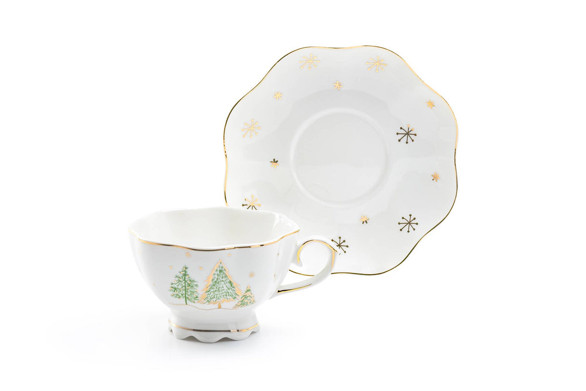 Winter Pine Trees Teacup and Saucer