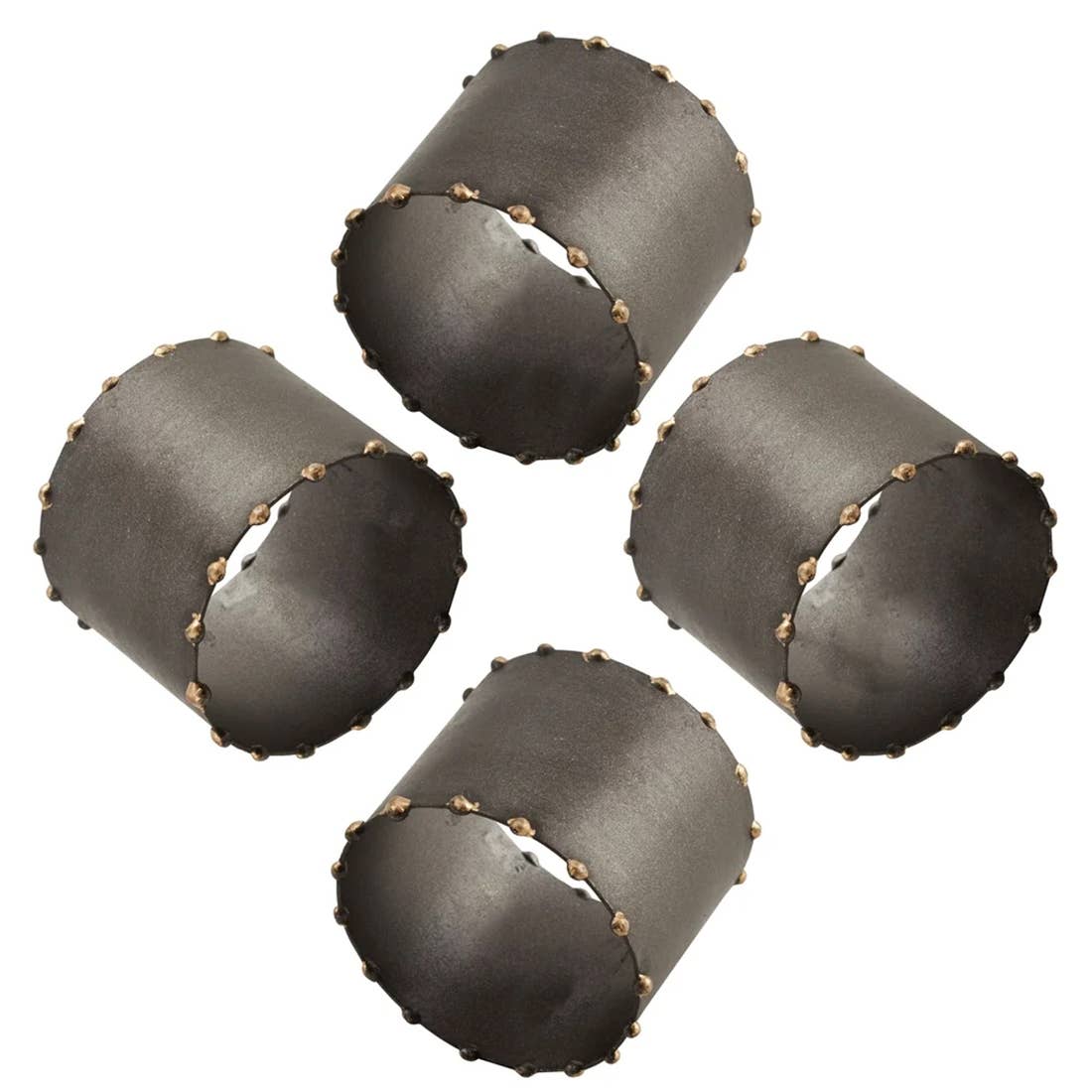 Graphite Dotted Rim Metal Napkin Ring