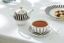 Load image into Gallery viewer, Josephine Stripes and Dots Fine Porcelain Tea for One
