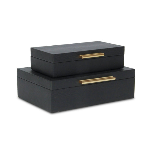 Obsidian Box Duo - Black Faux Snakeskin