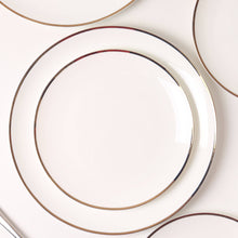 Load image into Gallery viewer, Dinnerware Set- White with Gold Rim, Microwave Safe
