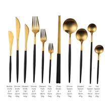 Load image into Gallery viewer, Copenhagen Flatware Set: Black &amp; Gold
