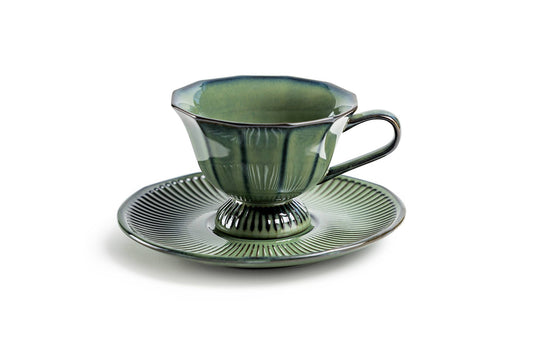 Emerald Elegance Cup & Saucer Set