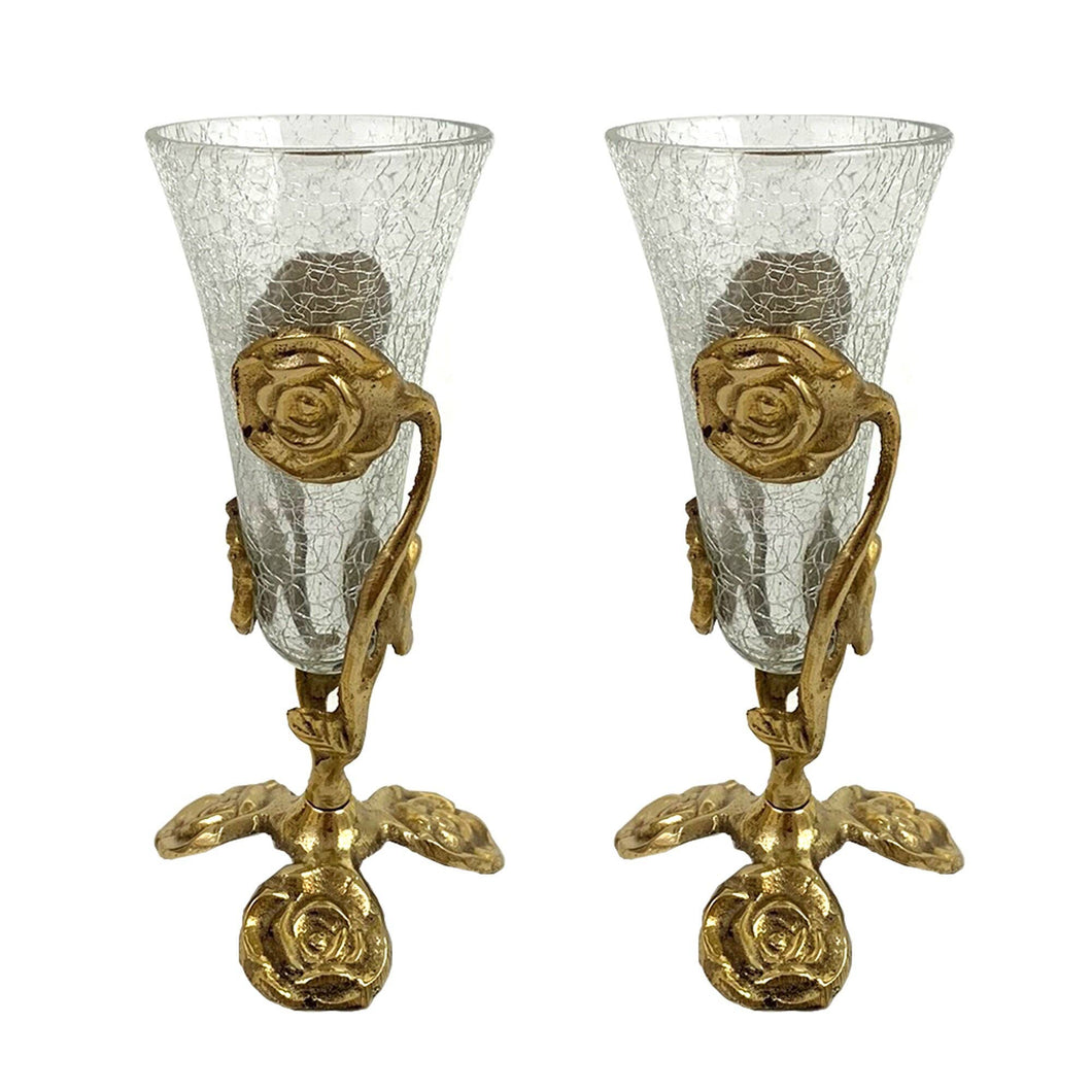 Solid Brass Beautiful Rose Stand Set of 2