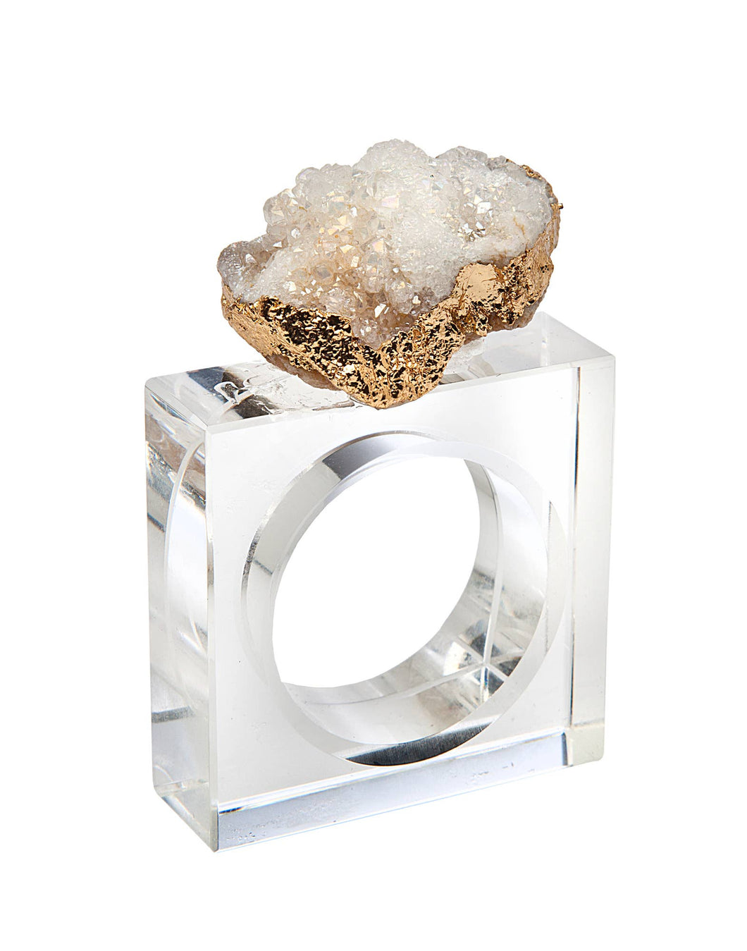 Set of Four White Geode Napkin Rings