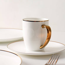 Load image into Gallery viewer, Dinnerware Set- White with Gold Rim, Microwave Safe
