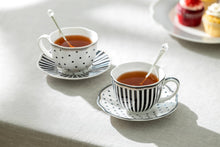 Load image into Gallery viewer, Josephine Stripes and Dots Fine Porcelain Tea Set
