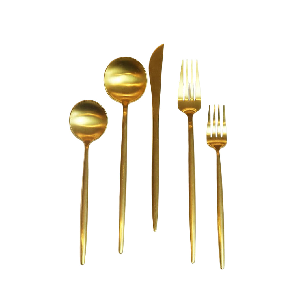 Tapered Flatware 20 Piece Set: Gold