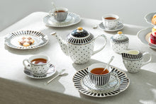 Load image into Gallery viewer, Josephine Stripes and Dots Fine Porcelain Tea Set
