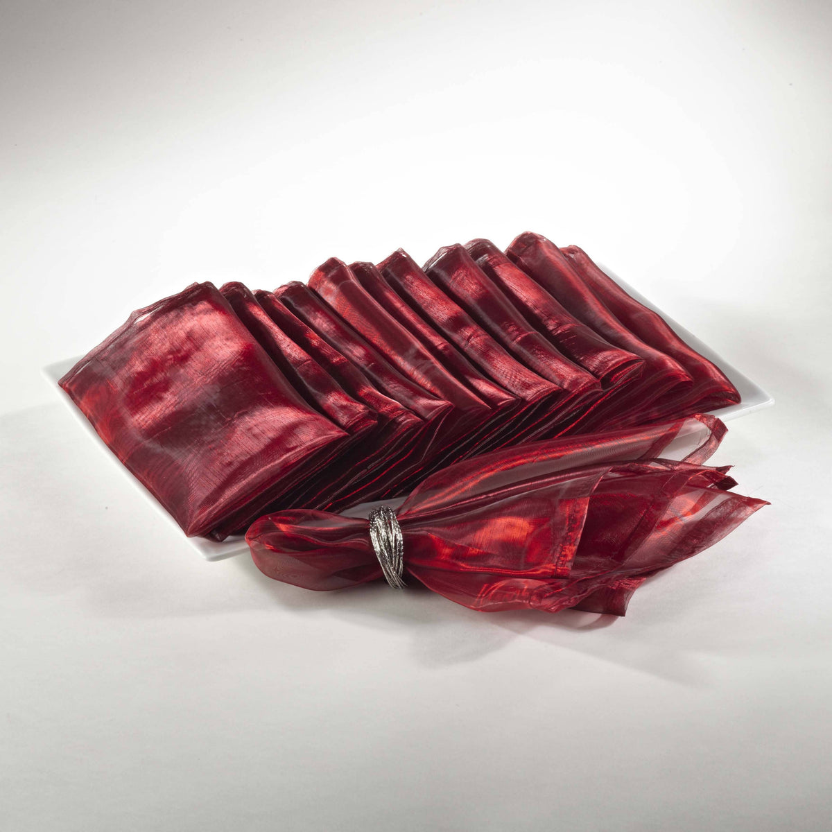 Sheer Organza 20" Dinner Napkin: 6 in Burgundy