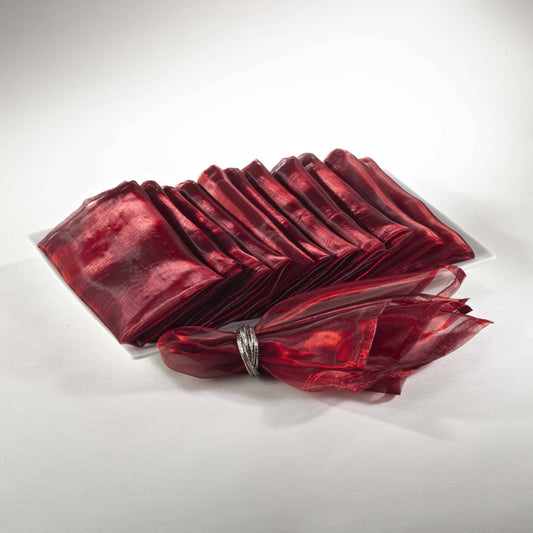 Sheer Organza 20" Dinner Napkin: 6 in Burgundy