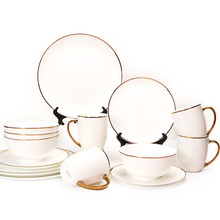 Load image into Gallery viewer, Dinnerware Set- White with Gold Rim, Microwave Safe
