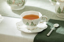 Load image into Gallery viewer, Winter Pine Trees Teacup and Saucer
