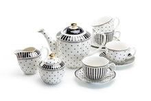 Load image into Gallery viewer, Josephine Stripes and Dots Fine Porcelain Tea Set
