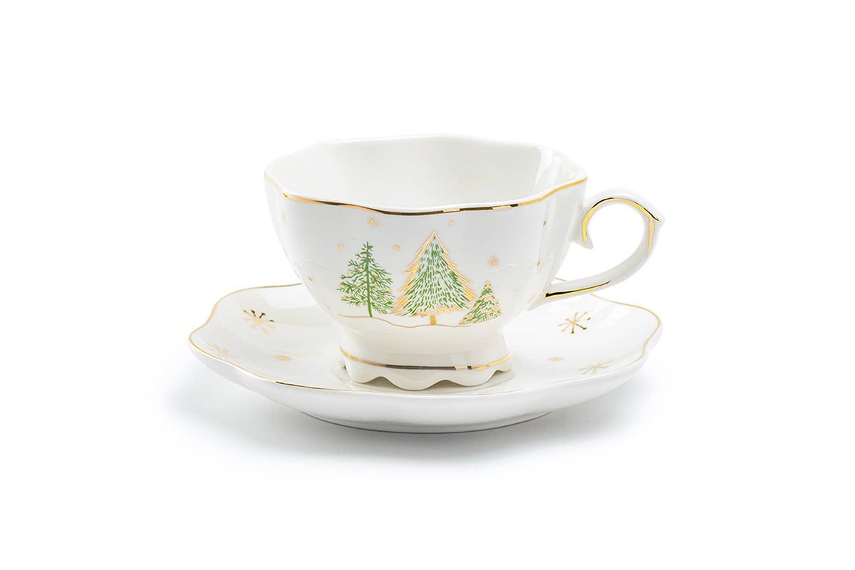 Winter Pine Trees Teacup and Saucer