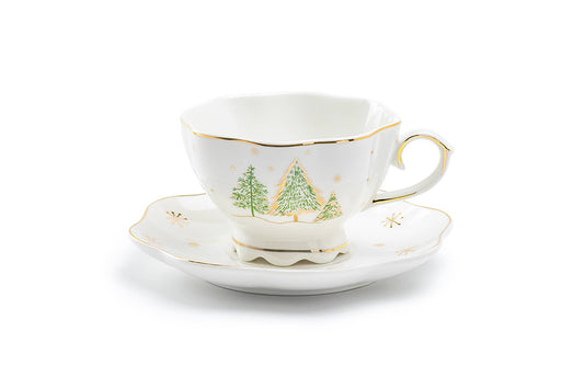 Winter Pine Trees Teacup and Saucer