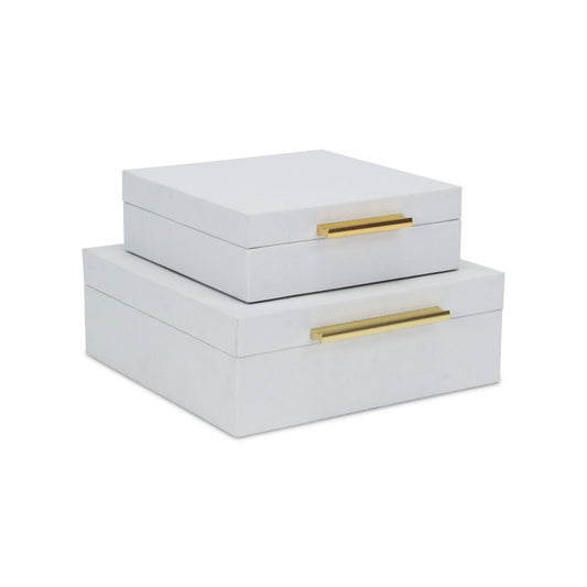 Asher Decorative Box Set: White Snakeskin