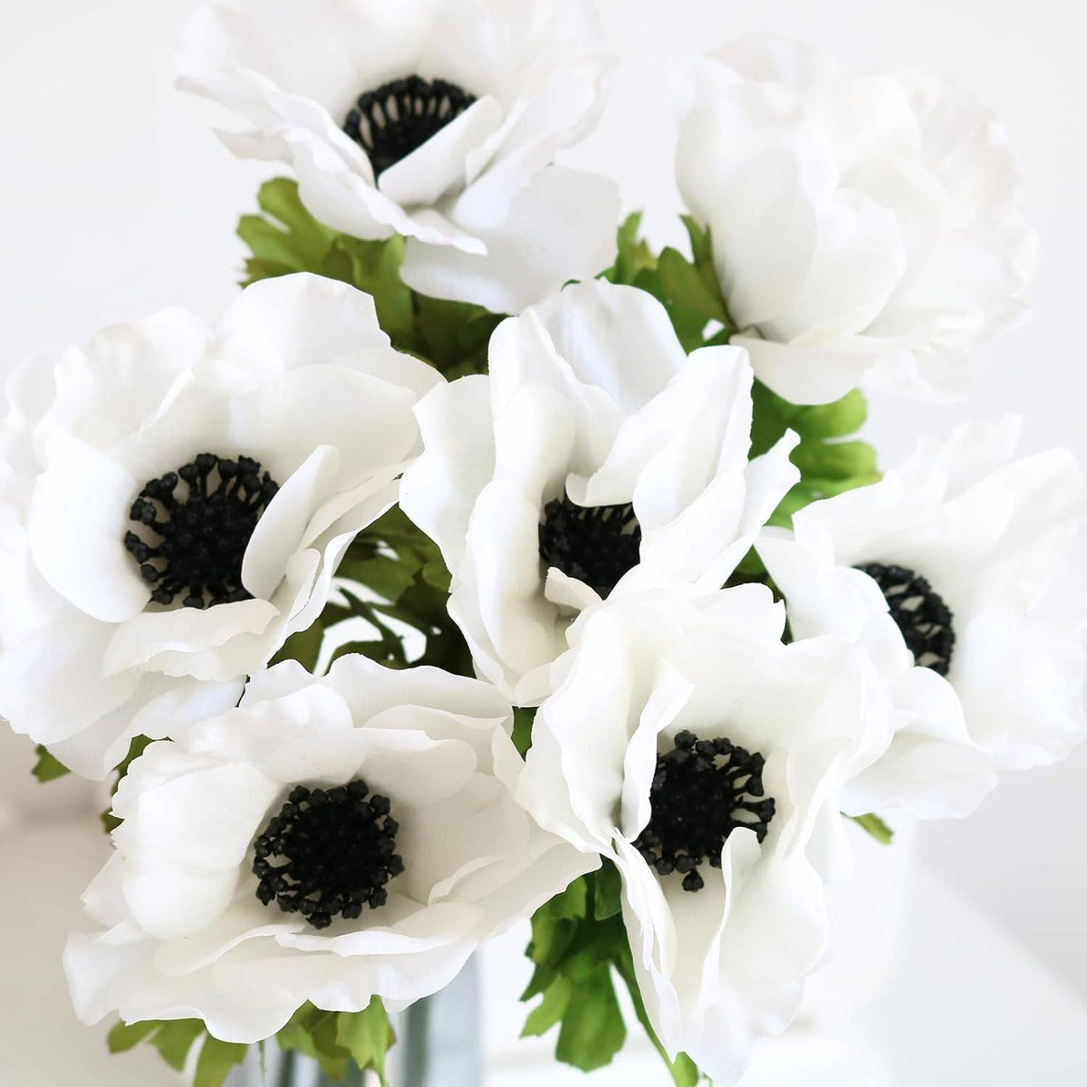 Single Spray Faux Anemones- White