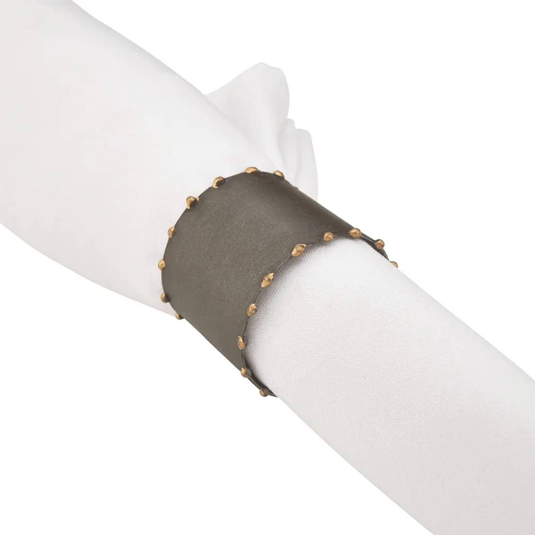 Graphite Dotted Rim Metal Napkin Ring