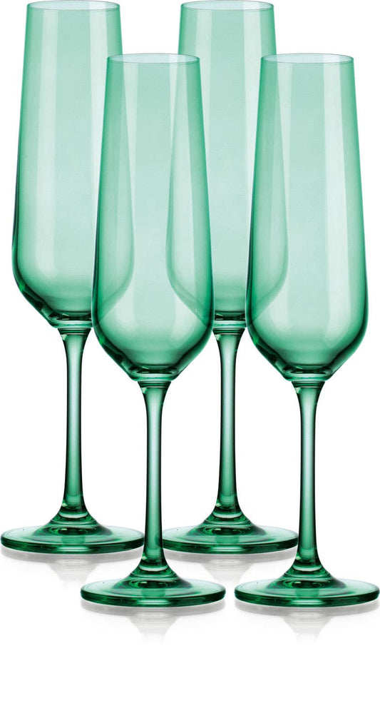 Green Champagne Flutes