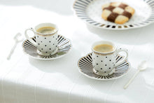 Load image into Gallery viewer, Josephine Stripes Dots Demitasse Cups and Saucers
