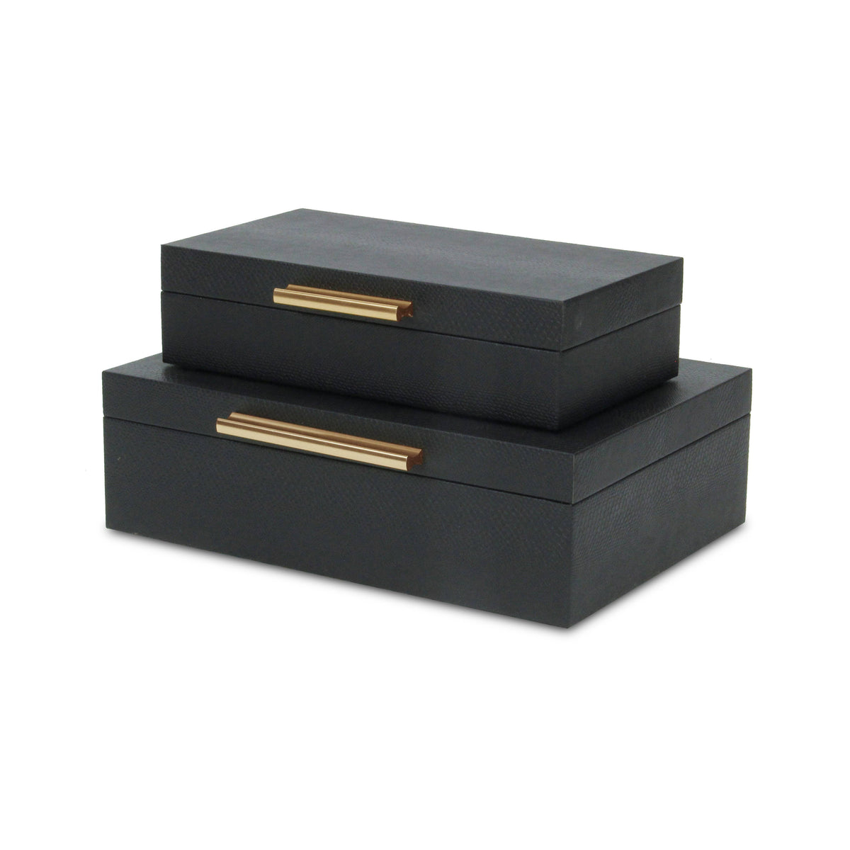 Obsidian Box Duo - Black Faux Snakeskin