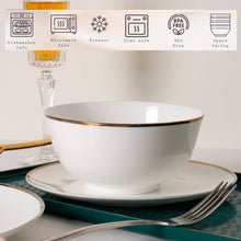 Load image into Gallery viewer, Dinnerware Set- White with Gold Rim, Microwave Safe
