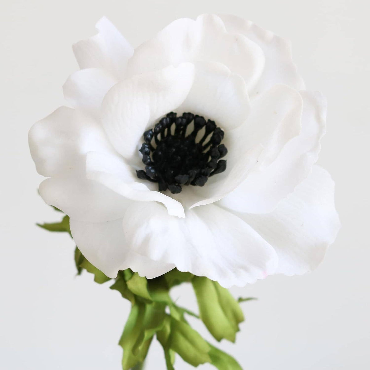 Single Spray Faux Anemones- White